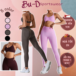 Bộ Đồ Tập Gym, Yoga Thể Thao Nữ 2 Trong 1 Chất Liệu Dệt Kim Chuẩn Mitao Cao Cấp (mã080)