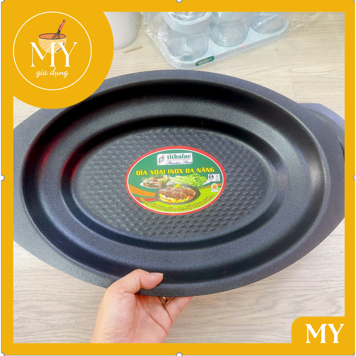 Dĩa hột xoài sâu lòng inox Tithafac chống dính dùng để chiên, xào, bò né.. - Dĩa hột xoài chống dính có size dễ lựa chọn