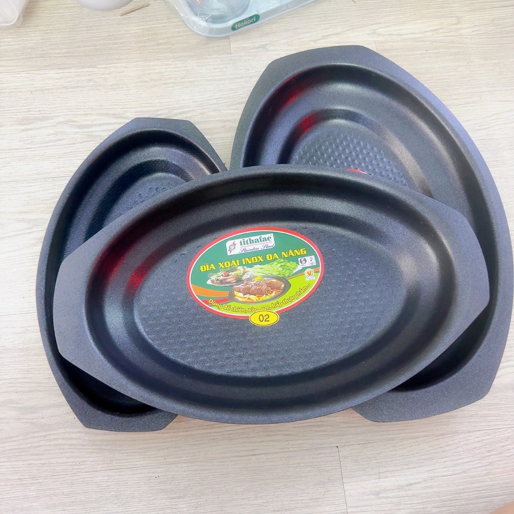 Dĩa hột xoài sâu lòng inox Tithafac chống dính dùng để chiên, xào, bò né.. - Dĩa hột xoài chống dính có size dễ lựa chọn