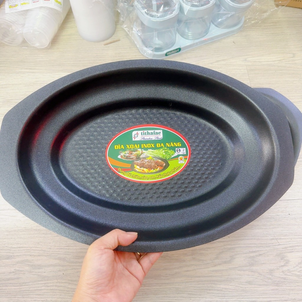 Dĩa hột xoài sâu lòng inox Tithafac chống dính dùng để chiên, xào, bò né.. - Dĩa hột xoài chống dính có size dễ lựa chọn