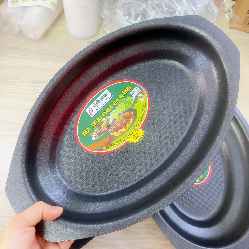 Dĩa hột xoài sâu lòng inox Tithafac chống dính dùng để chiên, xào, bò né.. - Dĩa hột xoài chống dính có size dễ lựa chọn