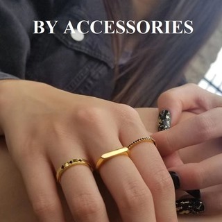 Nhẫn nữ unisex titan kiểu chữ D mũi tên mạ vàng 18K không gỉ WR2421 BY ACCESSORIES