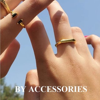 Nhẫn nữ unisex titan kiểu chữ D mũi tên mạ vàng 18K không gỉ WR2421 BY ACCESSORIES