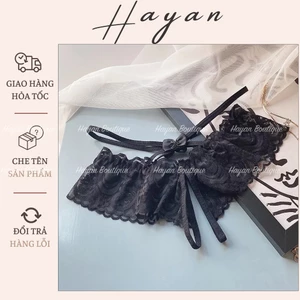 HT034 Quần lót lọt khe hở đáy xẻ đũng dây chéo đính nơ, quần lót ren mềm mại gợi cảm HT034