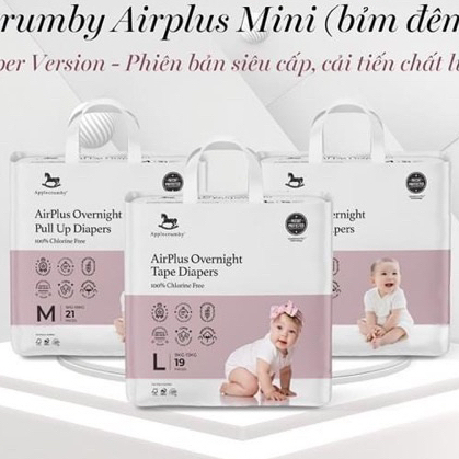 Combo 1 Thùng 2 Bịch MINI Bỉm Dán/Quần Applecrumby AirPlus Overnight ...