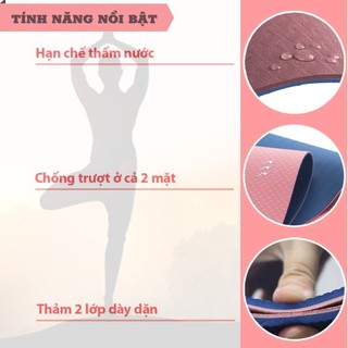 Thảm tập Yoga , thảm tập Gym TPE  2 lớp 8mm chống trượt, tập thể dục tại nhà (Kèm túi đựng)