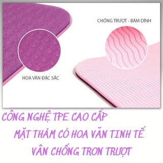 Thảm tập Yoga , thảm tập Gym TPE  2 lớp 8mm chống trượt, tập thể dục tại nhà (Kèm túi đựng)