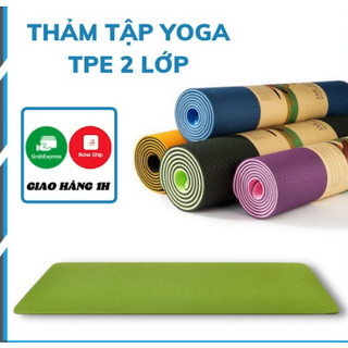 Thảm tập Yoga , thảm tập Gym TPE  2 lớp 8mm chống trượt, tập thể dục tại nhà (Kèm túi đựng)
