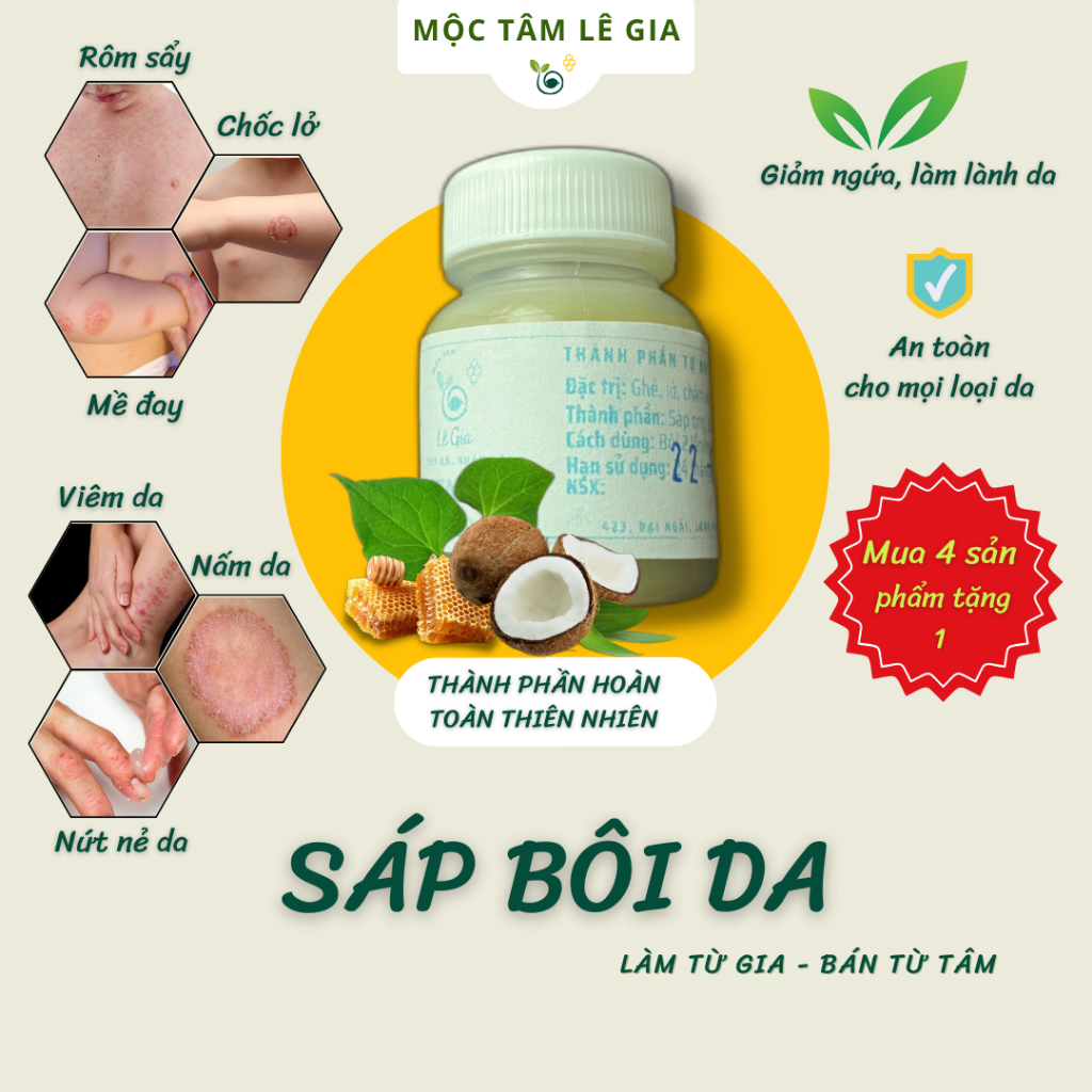 Sáp bôi Lê Gia - Viêm da, hắc lào, nấm ngứa, chàm, nứt nẻ, dịu da... từ thiên nhiên gia truyền