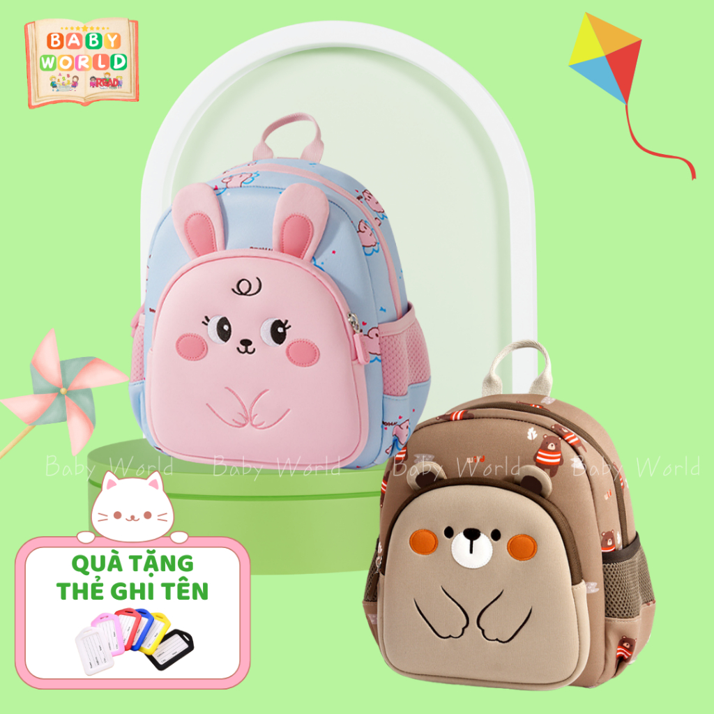 (Mẫu đẹp)Balo thỏ hồng-gấu nâu cho bé trai bé gái mầm non-mẫu giáo-chất liệu cao cấp-chống thấm nước