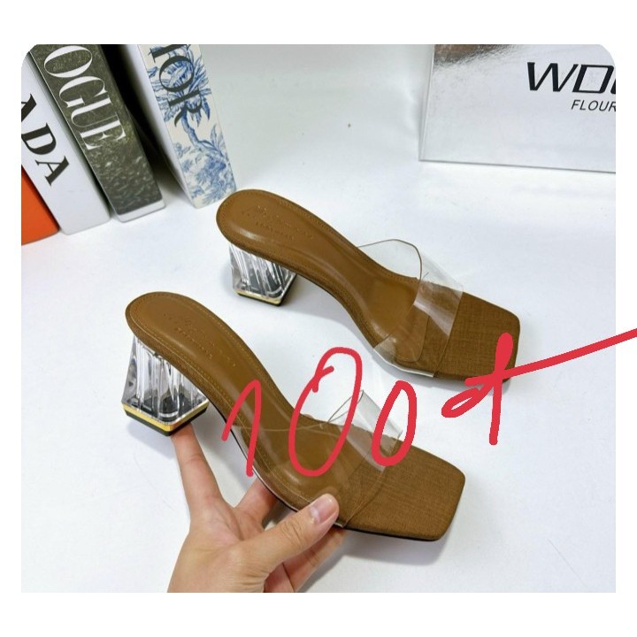 Giày cao gót nữ quai trong, dép gót ngọc 3cm 5cm 7cm lên dáng cực xinh mã H8.