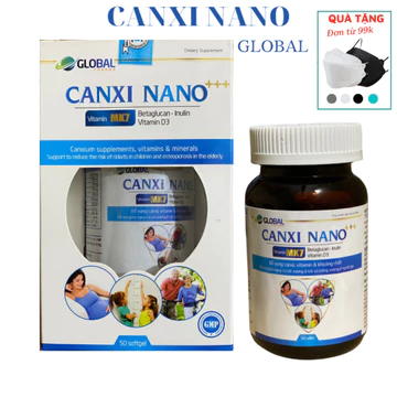 Viên uống Canxi Nano MK7 phát triển chiều cao, chắc khỏe xương - Hộp 50 viên canxi trắng
