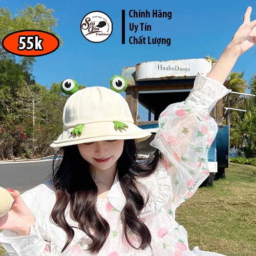 Mũ Bucket hình Ếch nhiều màu chất Kaki xốp form Unisex Nam Nữ