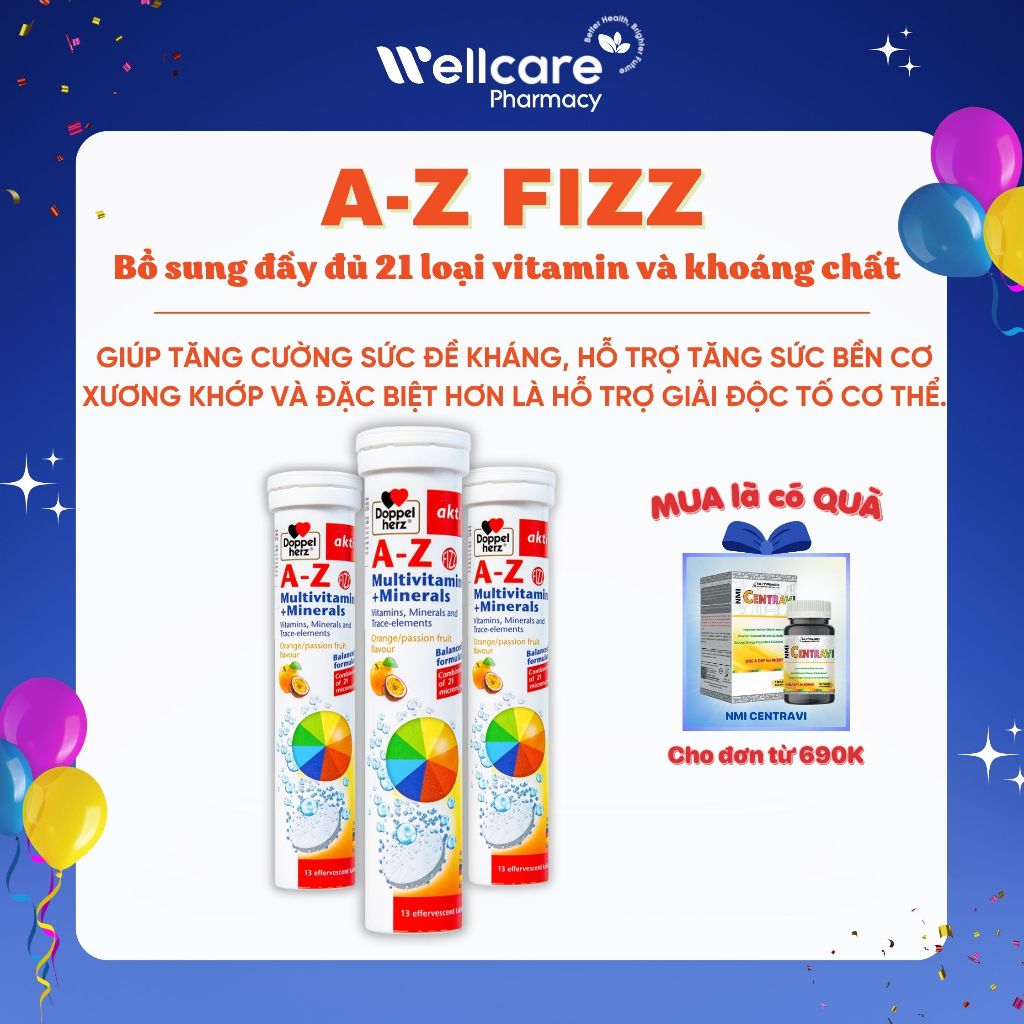 Viên Sủi A-Z Fizz – Tuýp 13 Viên sủi bổ sung 21 Vitamin và khoáng chất ...