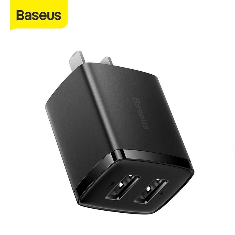 Ảnh Củ sạc nhanh BASEUS Compact 2 cổng USB sạc nhanh 2.1A/10.5W, trang bị chip sạc thông minh, tiện lợi (ĐEN) 4