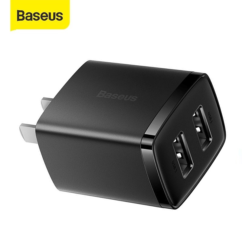 Ảnh Củ sạc nhanh BASEUS Compact 2 cổng USB sạc nhanh 2.1A/10.5W, trang bị chip sạc thông minh, tiện lợi (ĐEN) 1