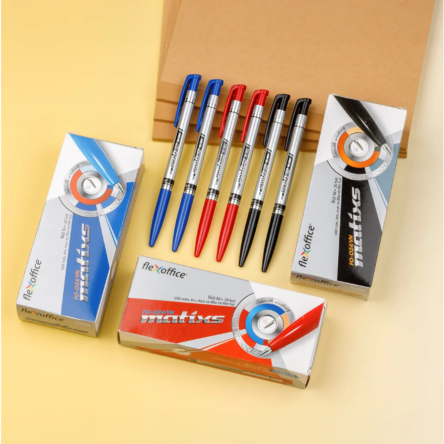 Hộp 20 bút Thiên Long 024 đủ 3 màu xanh đenđdỏ ngòi 0,7mm