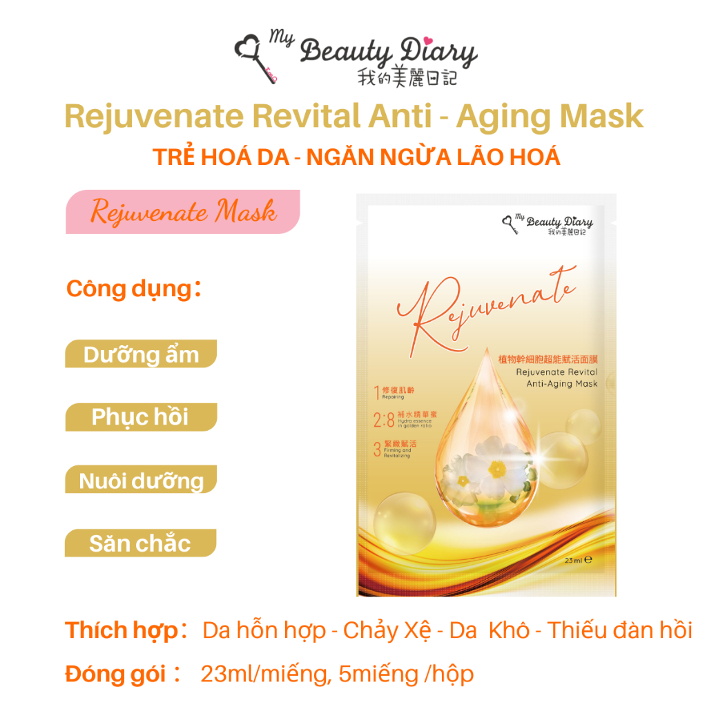 Mặt nạ giấy trẻ hoá da trắng sáng My beauty diary Taiwan 23ml/ miếng
