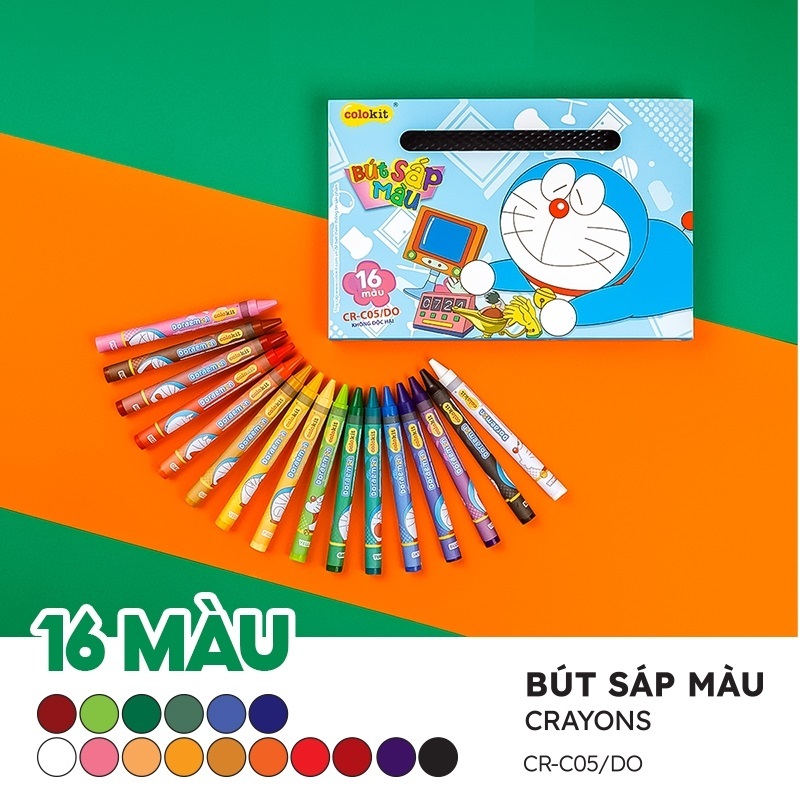 Bút Sáp Màu TL 16 Màu CR C05 Màu Tươi Sáng An Toàn Cho Bé