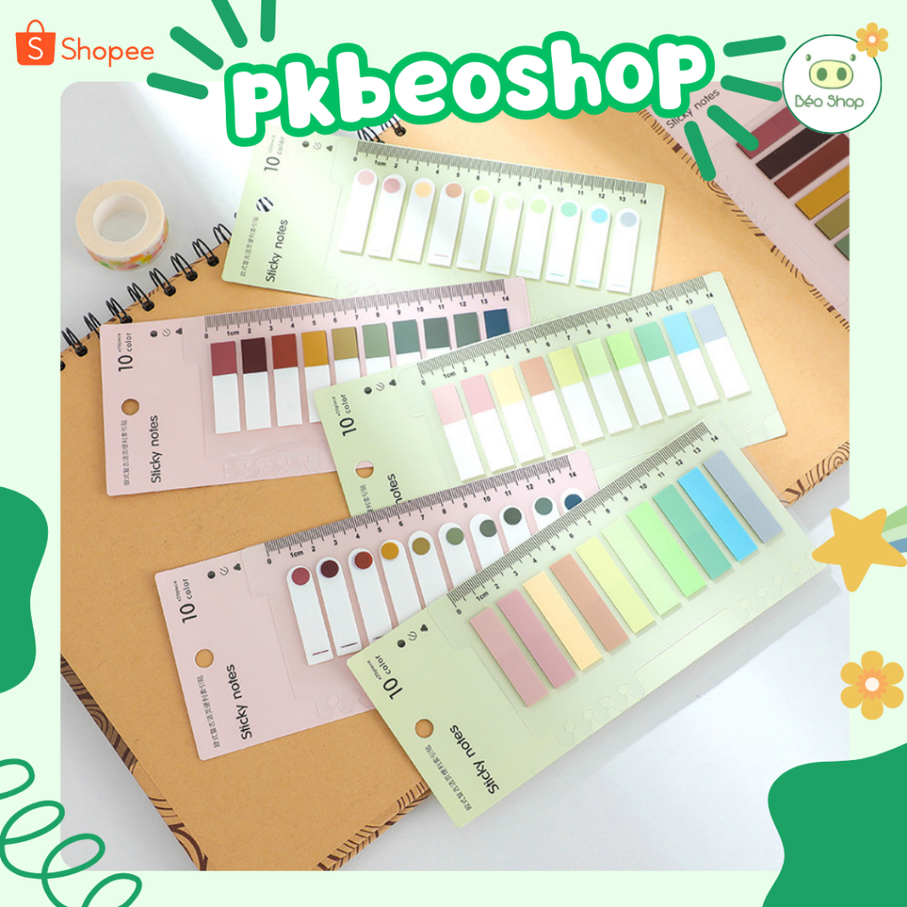 Sticky note phân trang Pkbeoshop giấy nhớ ghi chú từ điển kèm thước ...