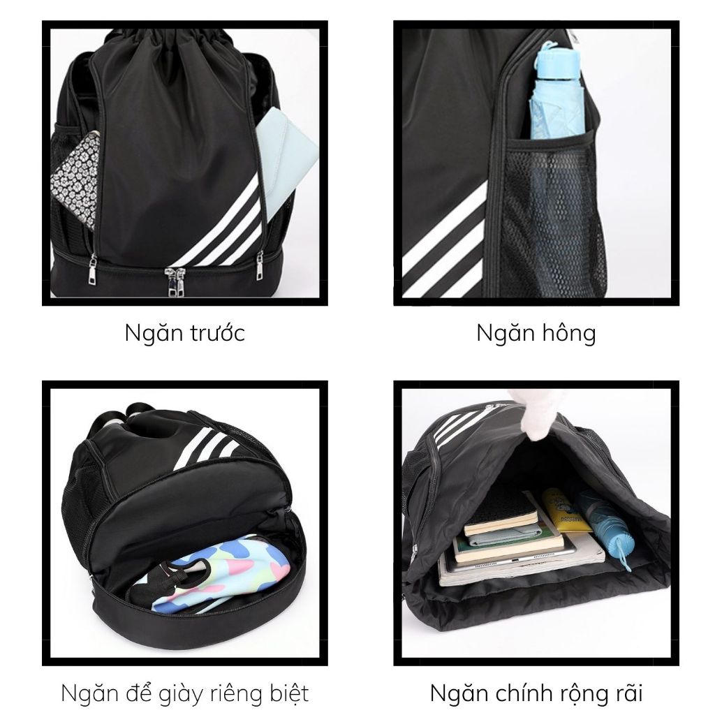 Balo thể thao đa năng, dây rút tiện lợi, ngăn đựng giày, chống thấm nước, thích hợp mang đi đá bóng, bóng rổ, tập gym