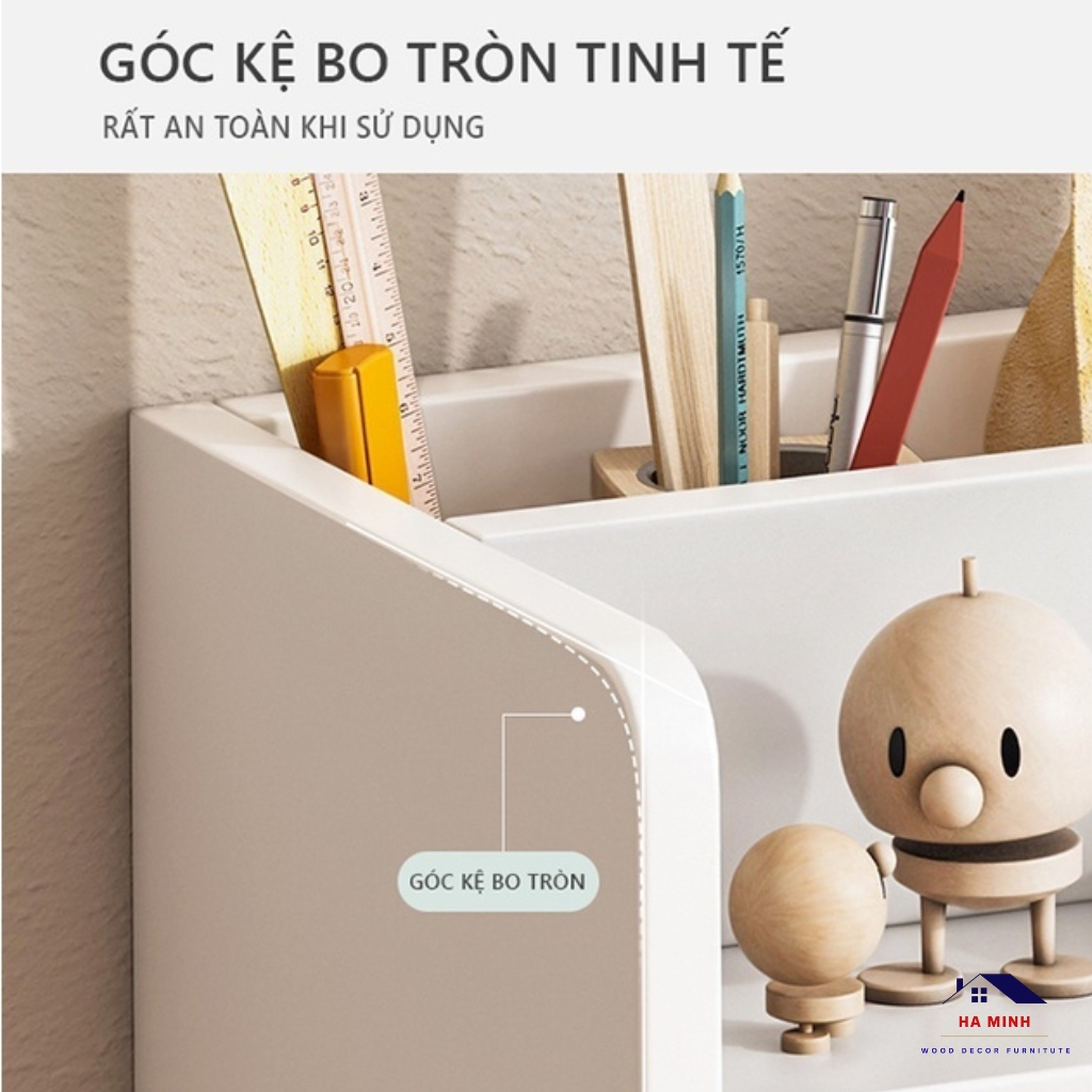 Kệ sách để bàn làm việc có ngăn kéo, kệ bàn làm việc bàn học, kệ bàn trang điểm có ngăn kéo HM262