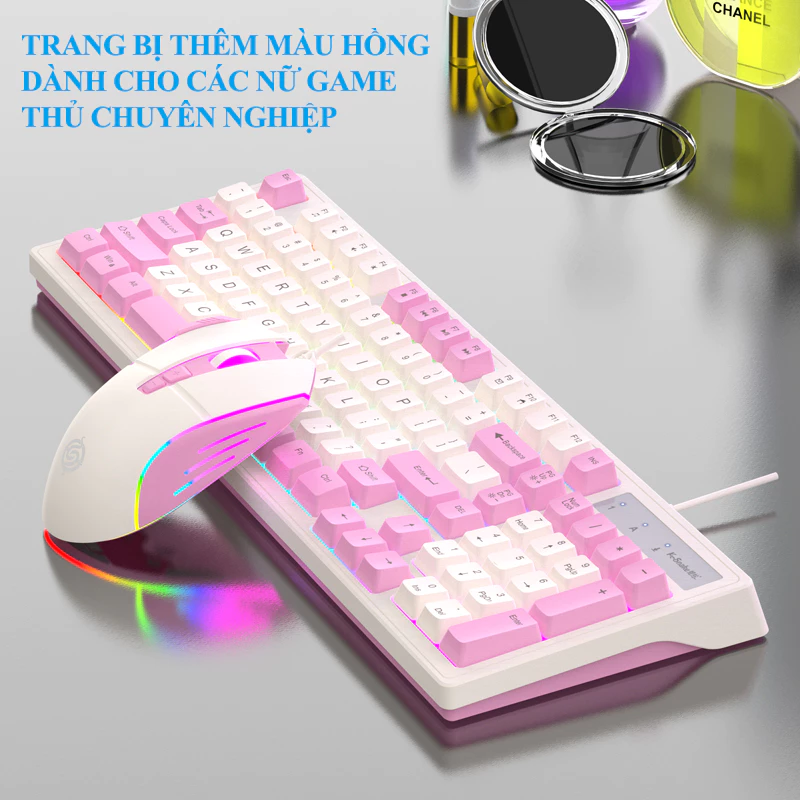 Bộ bàn phím và chuột có dây K-SNAKE KM800 chuyên game đèn led 7 màu chớp nháy cực đẹp