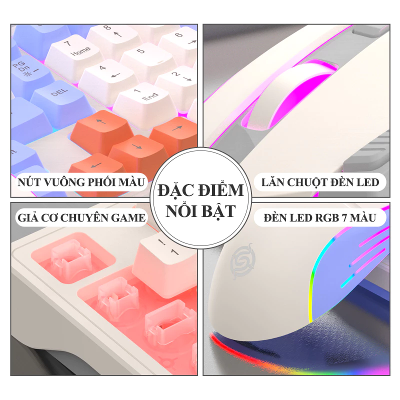 Bộ bàn phím và chuột có dây K-SNAKE KM800 chuyên game đèn led 7 màu chớp nháy cực đẹp