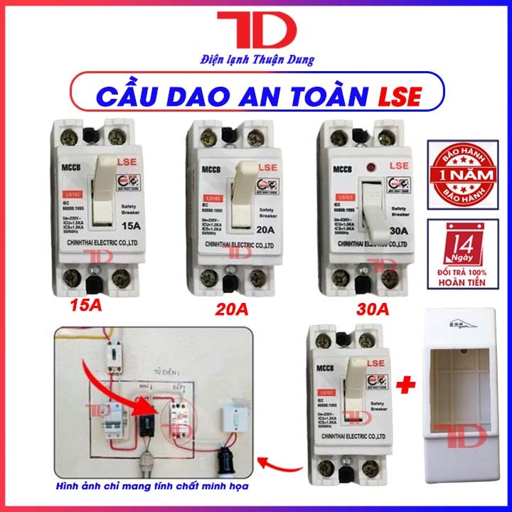 Cầu dao an toàn LSE 15A 20A 30A kèm vỏ, không vỏ, CB aptomat MCCB, Át ...