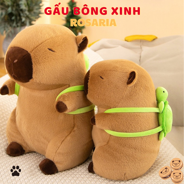Chuột Lang Nước Nâu Capybara Đeo Cặp To Khổng Lồ - Quà tặng trẻ em, sinh nhật, người yêu - Gấu Bông Xinh Rosaria