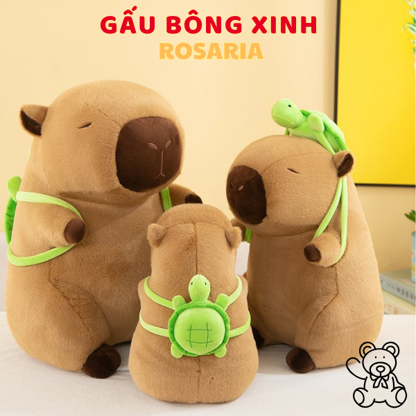 Chuột Lang Nước Nâu Capybara Đeo Cặp To Khổng Lồ - Quà tặng trẻ em, sinh nhật, người yêu - Gấu Bông Xinh Rosaria