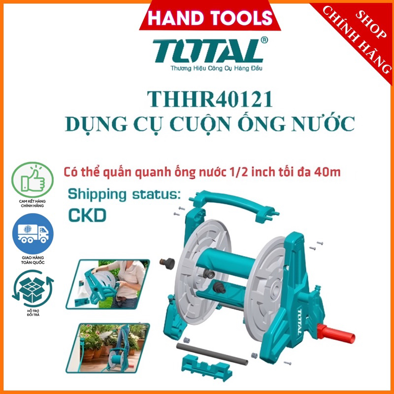 Rulo cuộn ống nước Total THHR40121 | Cuộn tối đa 40m ống 1/2 inch | Tay ...