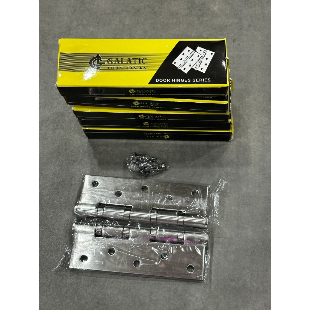 Bản lề cửa Galatic, bản lề lá inox chất lượng cho cửa gỗ, nhôm inox kèm ốc vít size 1 tấc, 1 tấc 2