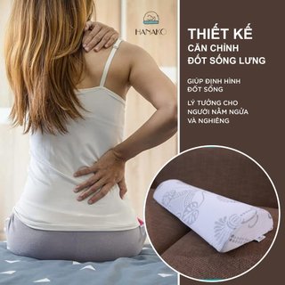 Gối Kê Lưng Hanako Giảm Đau Lưng, Hỗ Trợ Thoát Vị Đĩa Đệm, Đỡ Mỏi Cột Sống