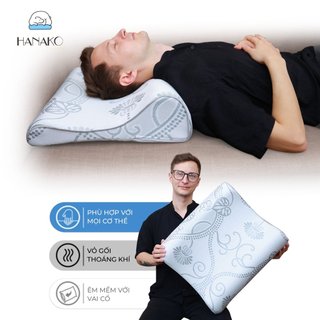 Gối Kê Cổ Hanako Hỗ Trợ Thoái Hóa Đốt Sống Cổ  – Thiết Kế 2 Đầu Cao Thấp, Điều Chỉnh Tư Thế Ngủ