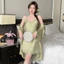 HT473 Set váy ngủ và áo choàng sexy phối ren dáng suông, đồ ngủ lụa gợi cảm tôn dáng HT473 (138+202)