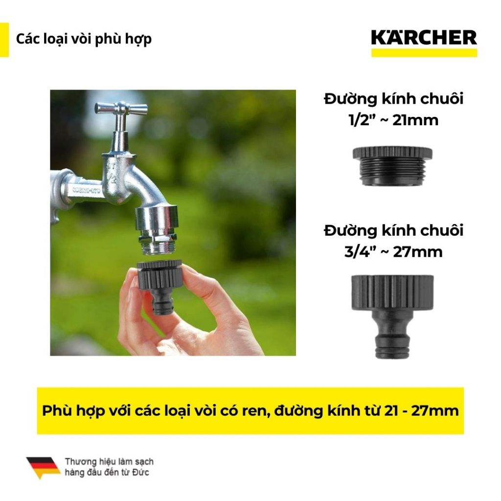Ảnh Đầu nối vòi nước có ren G 3/4 với bộ giảm ren G 1/2 - Phù hợp vòi nước có ren đường kính 21 - 27mm 2