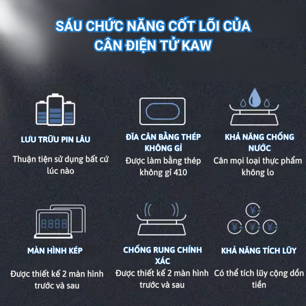 Cân điện tử tính tiền 40kg KAW K450, cân chống nước, tốc độ xử lý nhanh, bảo hành chính hãng