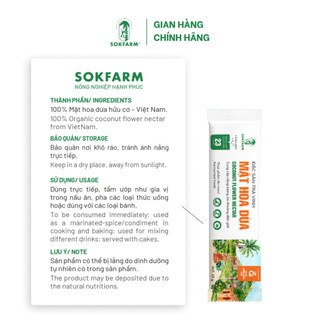 Mật hoa dừa cô đặc organic Sokfarm- dạng stick tiện lợi