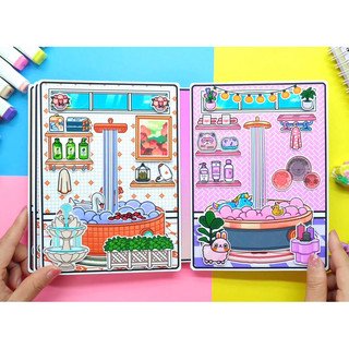Đồ chơi bóc dán nhà búp bê Toca vs Avatar world - Búp bê giấy Pighabdmade