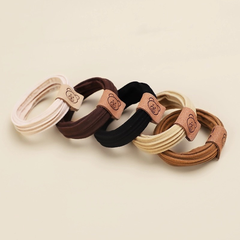 Set 10 Dây Cột Tóc Mặt Gấu Xinh Xắn Dễ Thương Không Đường May Không Đau Tóc Phụ Kiện Tóc Nữ và Bé Gái