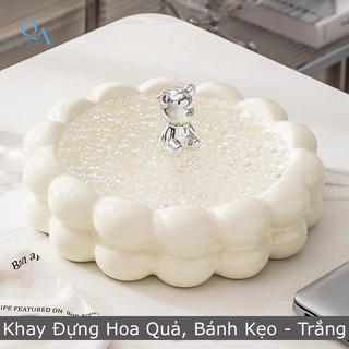 Khay Đựng Hoa Quả, Bánh Kẹo | Khay Bánh Kẹo, Mứt Tết | Khay Bánh Bọt Biển Xoay 360 | Khay Bánh Nắp Gấu Bearbrick Decor
