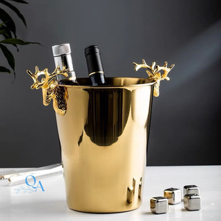 Xô Ướp Vang Cao Cấp | Xô Đựng Đá 5L Sang Trọng | Xô Đá Ngâm R.ượu Vang INOX 316 | Xô Đá Tuần Lộc Cao Cấp Độ Bền Cao