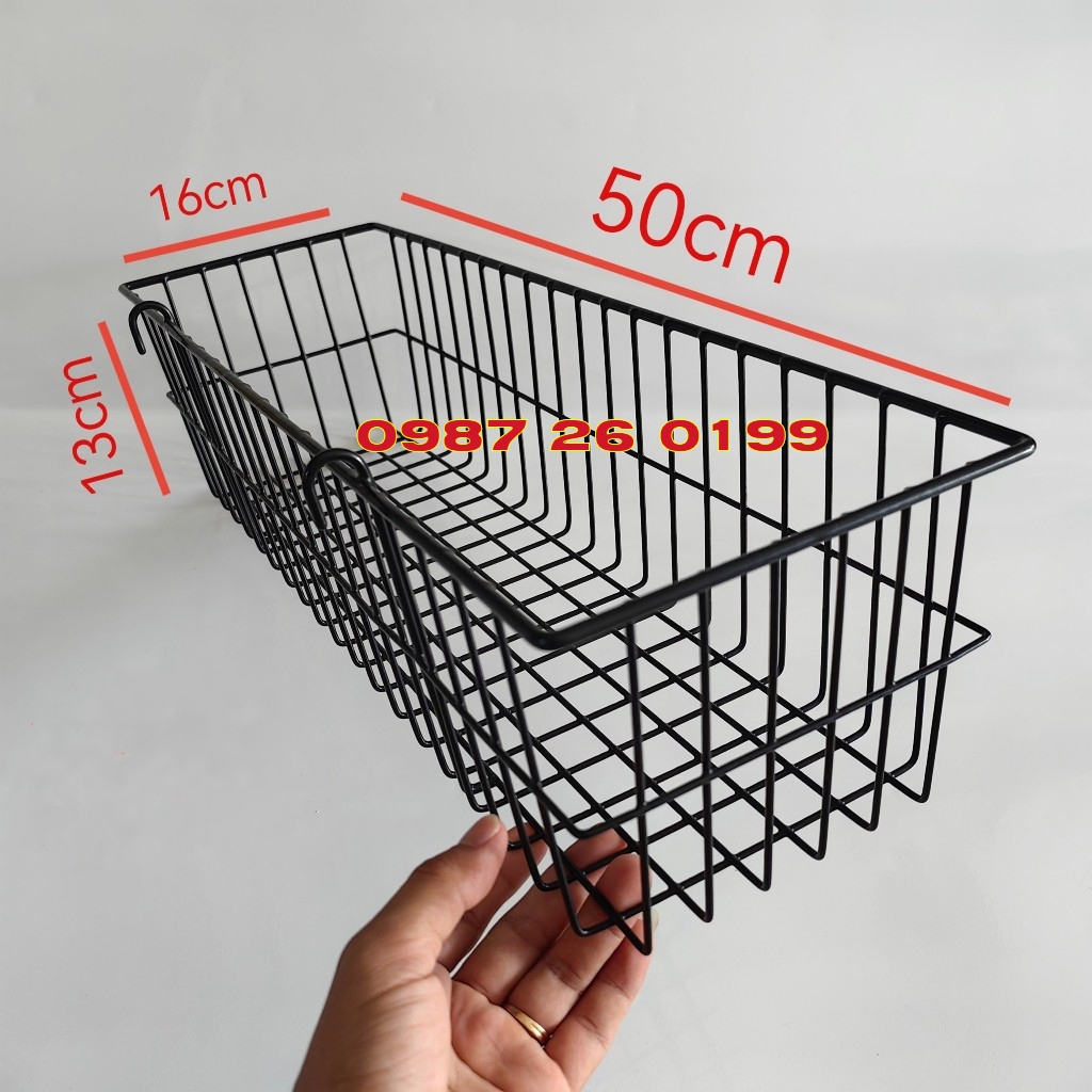 Giỏ mì mini cài kệ sắt kích thước (Dài 50 x Rộng 15 x Cao 13)cm ...