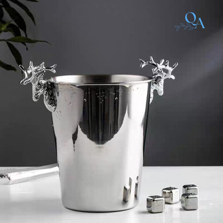 Xô Ướp Vang Cao Cấp | Xô Đựng Đá 5L Sang Trọng | Xô Đá Ngâm R.ượu Vang INOX 316 | Xô Đá Tuần Lộc Cao Cấp Độ Bền Cao