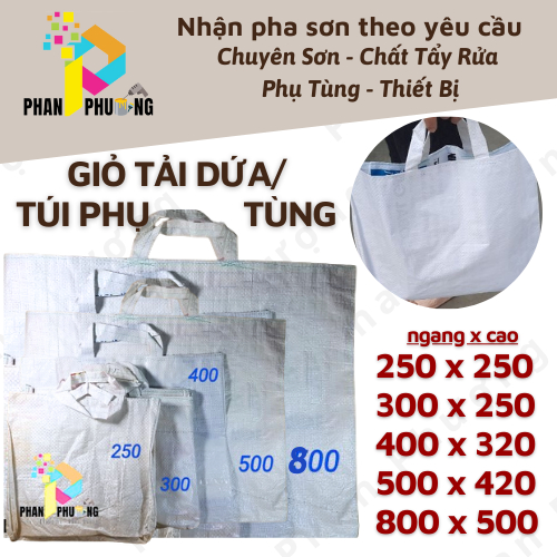COMBO 10 TÚI XÁCH BAO TẢI TRẮNG/ GIỎ XÁCH/ TÚI BAO TẢI DỨA SIZE 250/300/400/500/800mm