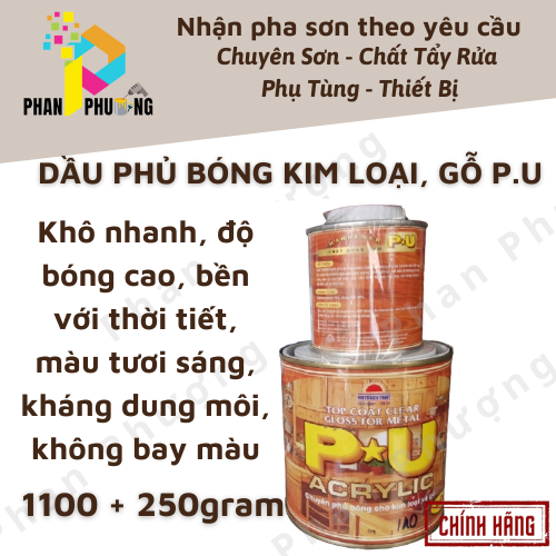 SƠN DẦU PHỦ BÓNG KIM LOẠI, GỖ P.U MOTOKIEU 2K  1.1KG + LON CHẤT CỨNG