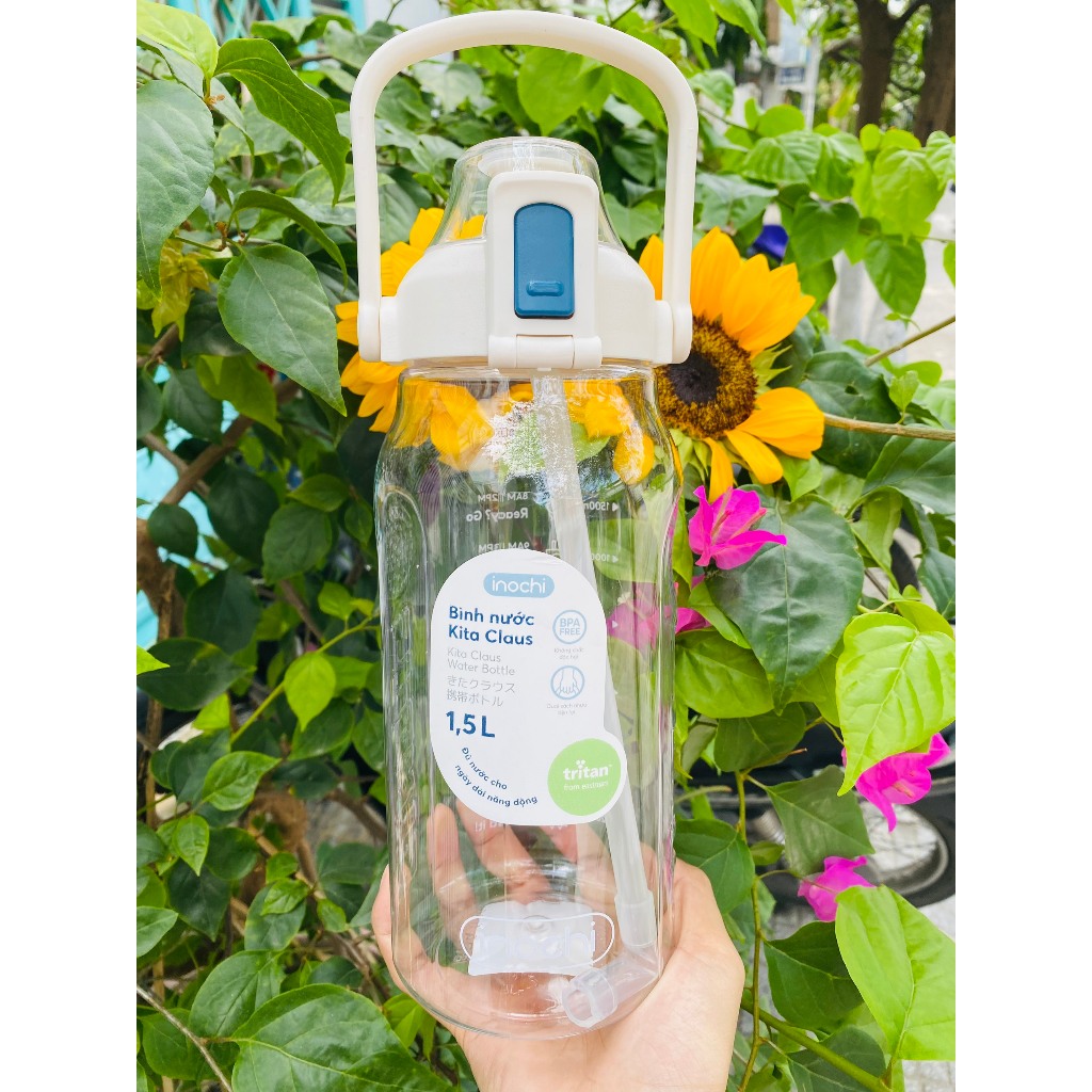 Bình nước có quai cầm thích hợp mang đi làm, đi tập thể dục, tập gym Kita Claus dung tích lớn 1.5L - CHÍNH HÃNG INOCHI