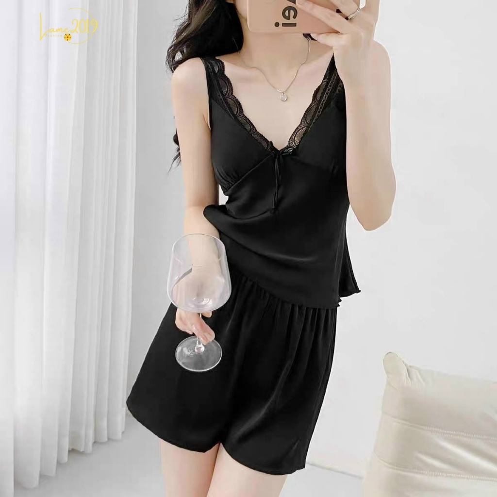 Bộ Đồ Ngủ Nữ Hai Dây YAME19, Đồ Ngủ Nữ Mặc Nhà Mùa Hè Sexy Quyến