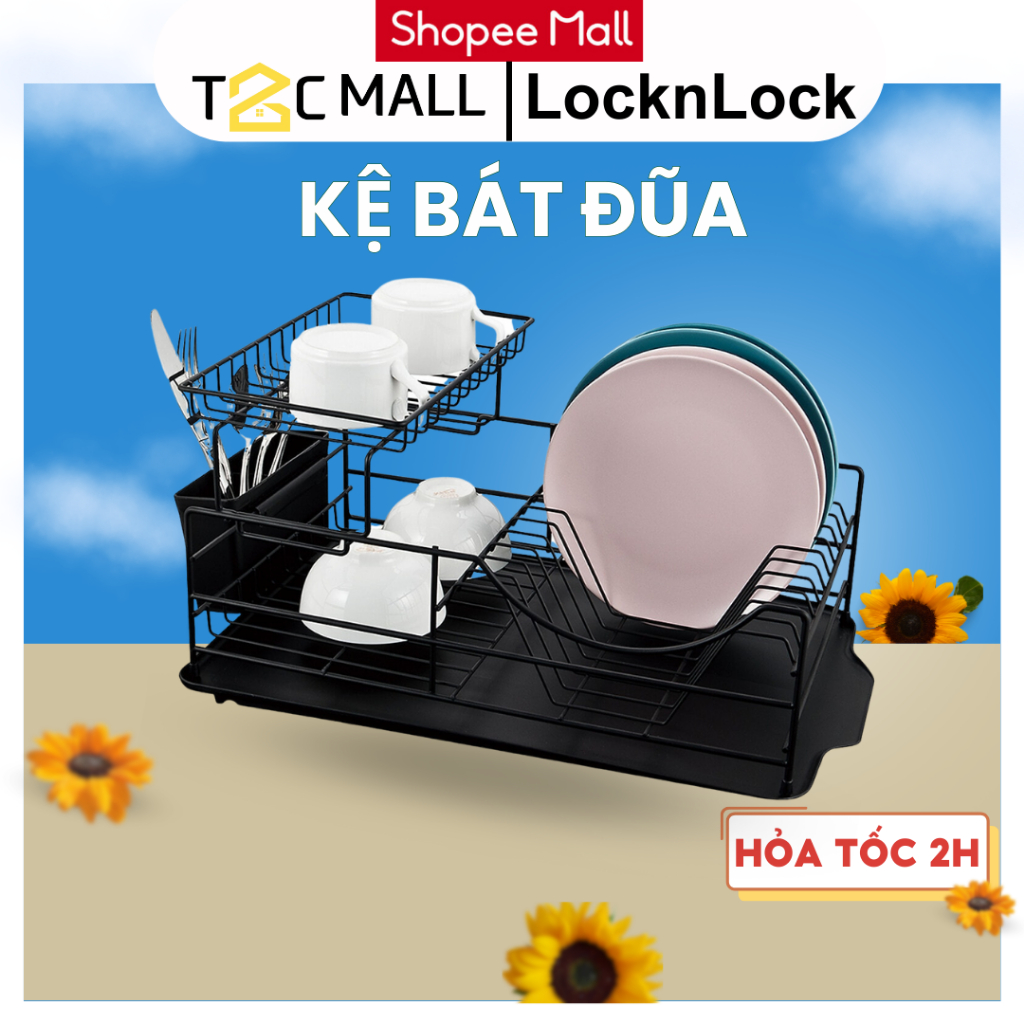 Kệ chén dĩa 2 tầng cứng cáp LocknLock, có khay hứng nước- 2 Tier Dish ...